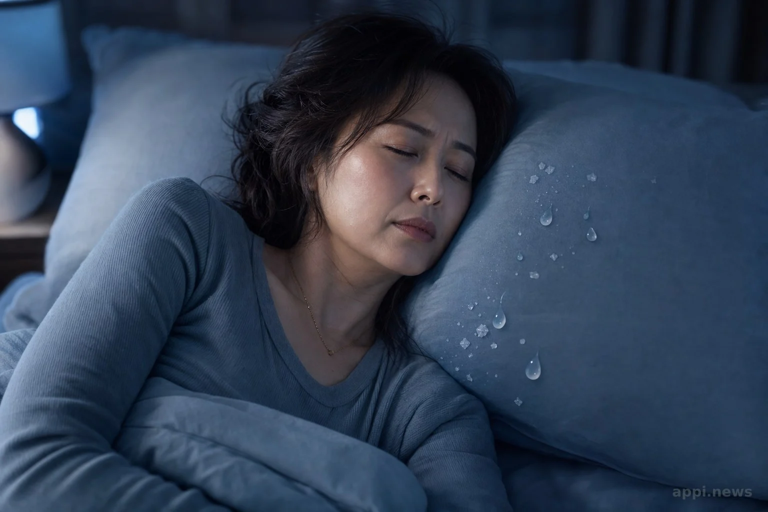 示意睡眠不足與體內水分滯留之間關聯的插畫