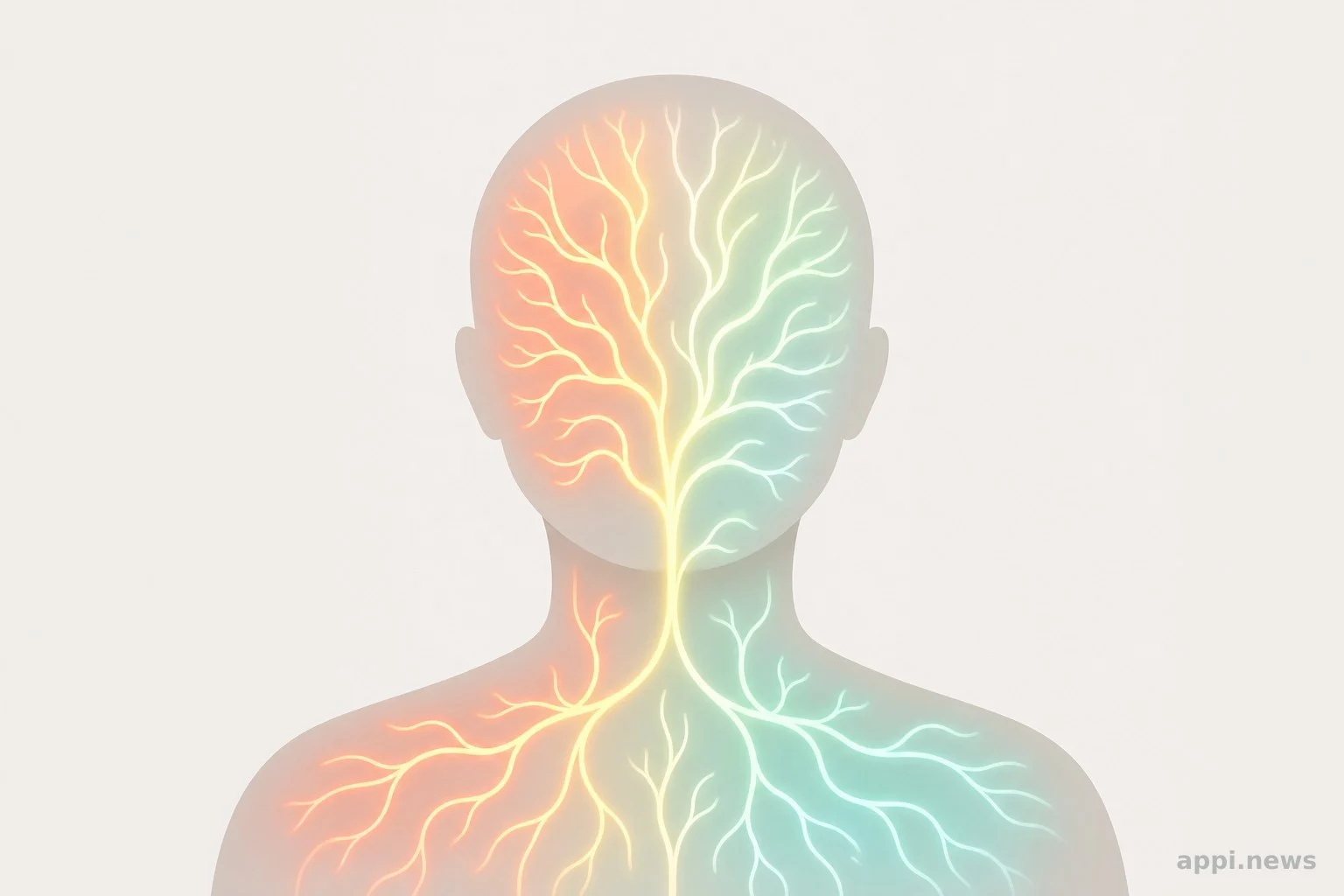 示意圖呈現神經系統從興奮狀態逐漸轉為放鬆平靜狀態的概念