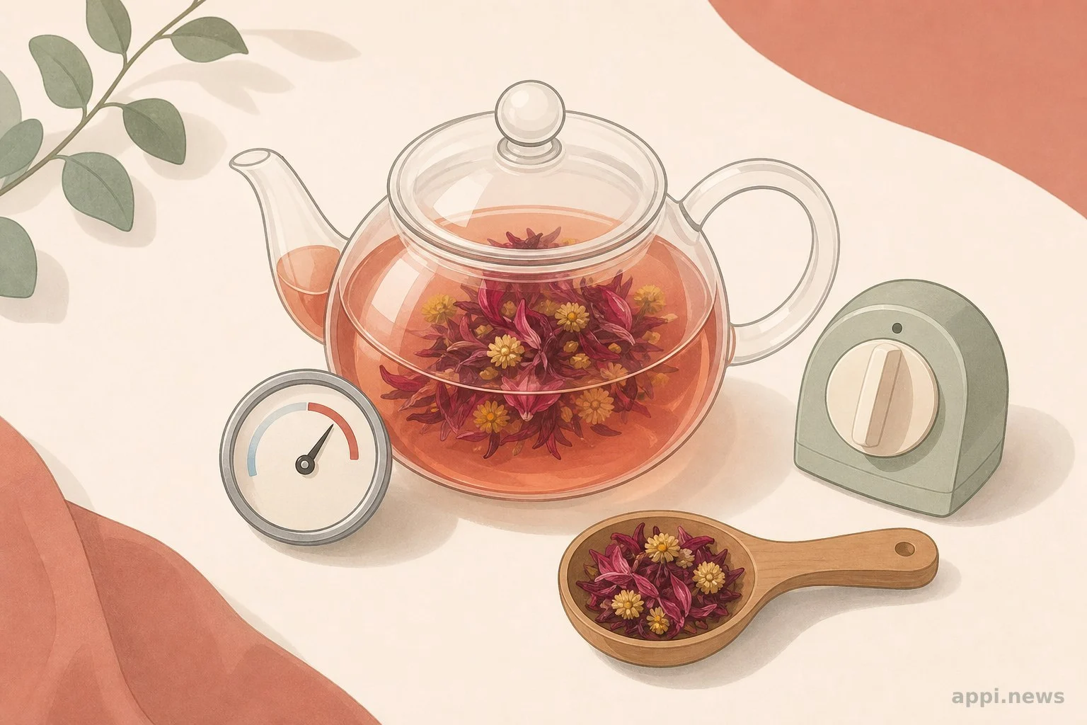 沖泡花草茶的水溫與浸泡時間示意畫面