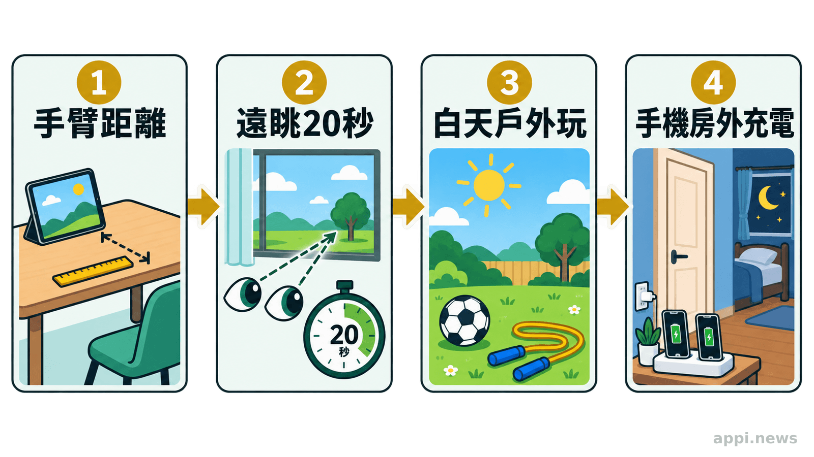 兒童使用3C時的護眼、戶外活動與睡前停用做法