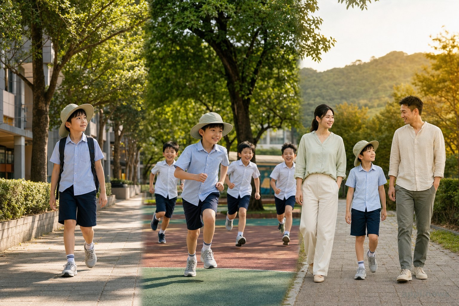 孩子以步行、下課活動與家庭散步累積戶外時間